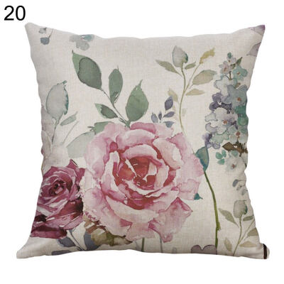 

Linen Rose Peony Tulip Flower Pillow Case Cushion Cover Sofa Bed Car Cafe Decor
