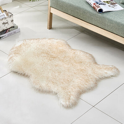 

Toponeto Wool Imitation Sheepskin Rugs Faux Non Slip Bedroom Shaggy Carpet Mats