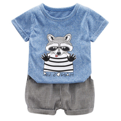 

Summer Baby Boy Clothes Animal Cartoon New Clothing Set Short Sleeve Cartoon Animal Print T-shirt TopsShorts Costume Set