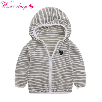 

Summer Autumn Hooded Baby Jacket Striped Beach Breathable Sunscreen Jacket for Boys Girl Clothes Girl Coat