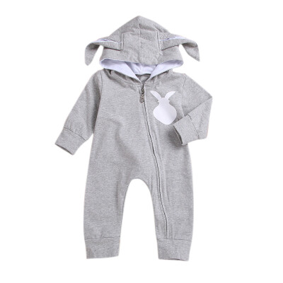 

Baby boy clothes bunny ears print zipper hoodies Long Sleeve jumpersuit toddler Autumn winter Cotton Casual Kids Hooded Rompers