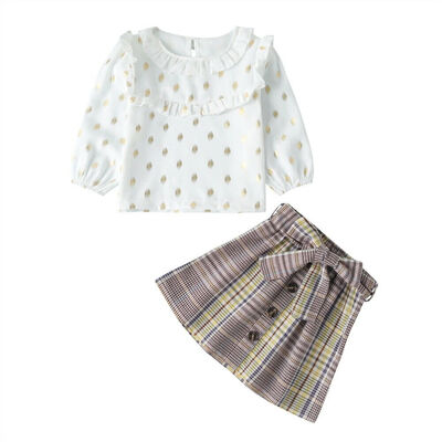 

Toddler Kids Baby Girl Ruffle Top Shirt Plaid Mini Skirts Outfits Clothes Set