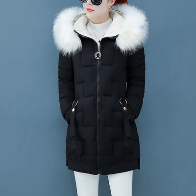 

Tailored Vointage Women Winter Warm Coat Hooded Thick Warm Slim Jacket Long Overcoat