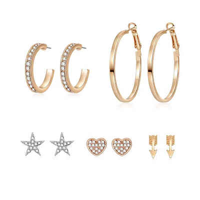

Sparkling Clear Rhinestone Arrow Star Hypoallergenic Women Shinning Ear Studs Earrings Set