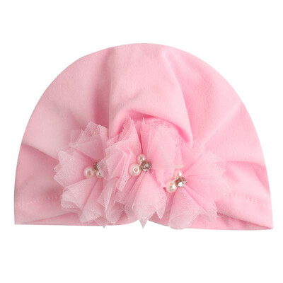 

1Pc Fashion Flower Baby Girls Hat Newborn Elastic Baby Turban Hats for Girls Cotton Infant Beanie Cap
