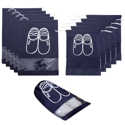 

10 Pack Non-Woven Drawstring Shoe Storage Bag Men Women Travel Gym Shoe Packing Organizer Bag Pouch