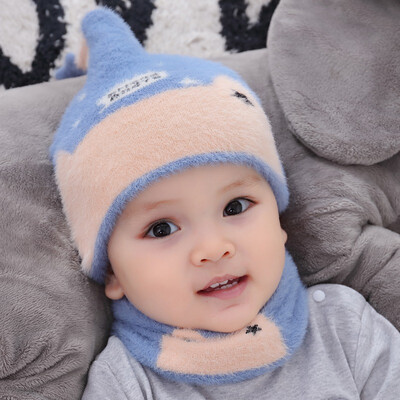 

2pcs Infant Star Design Cute Beanies Kids Winter Baby Hat Scarf Set Girls Boys Warm Caps Children Bonnet Photograph Props