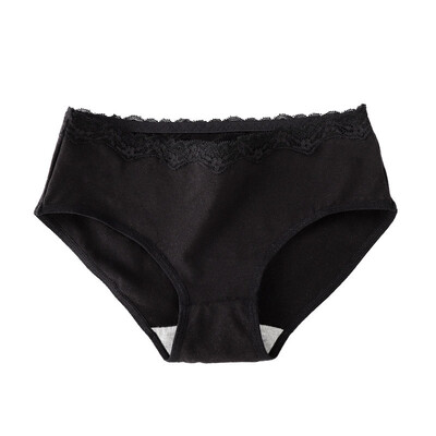 

Simple Breathable Solid Color Lace Decoration Briefs Fashion Sexy Cotton Women Mid Waist Panties
