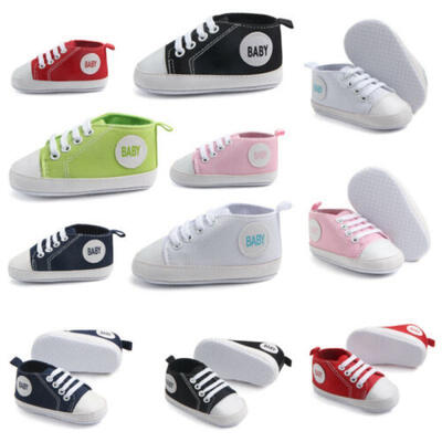 

Toddler Girls Boys Lace-up Crib Shoes Newborn Baby Prewalker Soft Sole Sneakers