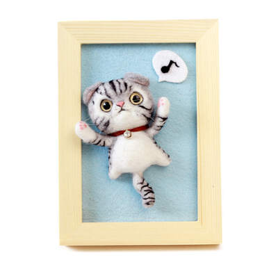 

Felt Craft Kit DIY Cat Photo With Frame Handmade Needle Felt Set For Ornaments Handcraf