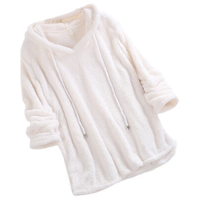 

Womens Double-faced Velvet Hoodies Solid Color Fashion Concise Casual Long Sleeve Hoodies Coat Sweatshirt