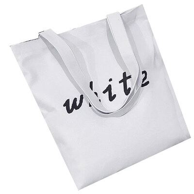 

Casual Women Simple Letter Print Canvas Shopping Bag Zip Tote Shoulder Handbag