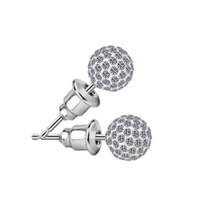 

Pave Disco Ball Genuine Stud Earrings High Quality 10mm 8mm 6mm Clear Austrian Rhinestone