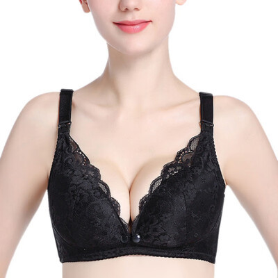 

Women Solid Sexy Lace Bra Breast Bra Front Hasp Easy Wear Bras Underwear Wire Free Bra New Arrival
