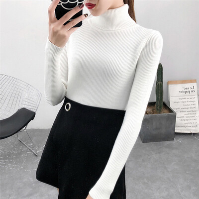 

Tailored Autumn Winter Sweater Women Long Sleeve Pullover Turtleneck knitting Basic Tops
