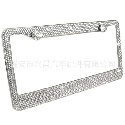 

Cross-border Amazon stainless steel license plate frame license plate framed with diamonds license plate frame cross-border modifi