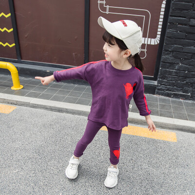 

Kids Clothes girl Spring Autumn Toddler Long Sleeve Heart Print Sweatshirt TopsPants 2Pcs Tracksuit For Girls Chilren Costume