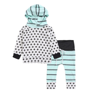 

Spring Autumn Newborn Clothes Fashion Casual Baby Outfit 2Pcs Striped Pinting Long Sleeve HoodieTrousers Infant Clothing Set