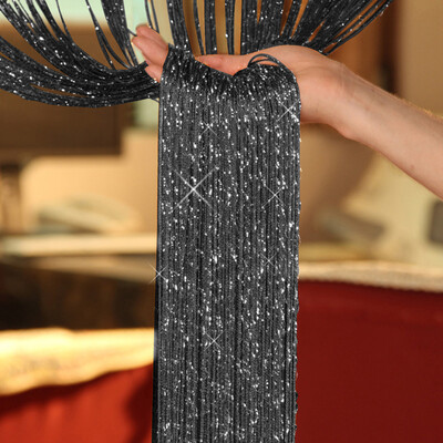 

New Fashion 200cm100cm Fly Screen Fringe Tassel Curtain String Sparkle Curtains Room Divider Door Window home Patio Decor
