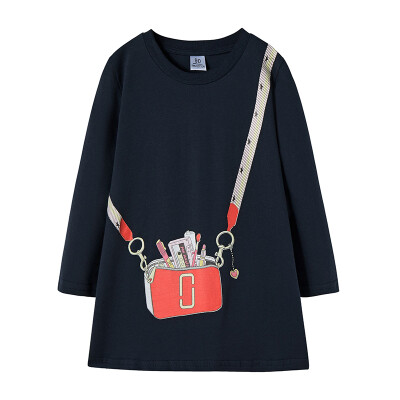 

New Autumn Casual Baby Girls Dress 3-8T Lovely Fake Bag Print Long Sleeve T-shirt Dress Kids Toddler Girl Dress