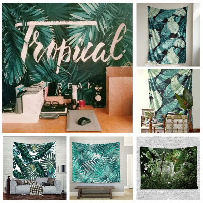 

Wall Art Watercolor Tropical Rainforest Plants Leaves Home Decor Wall Hanging Tapestry for Bedroom Living Room Dorm