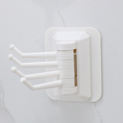 

Kitchen Bedroom Adhesive Multi-Hook Clothes Coat Can Be Rotated Hook Hanger