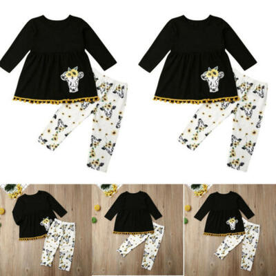

Toddler Kid Baby Girl Long Sleeve Dress Tops Floral Pants Legging 2Pcs Set