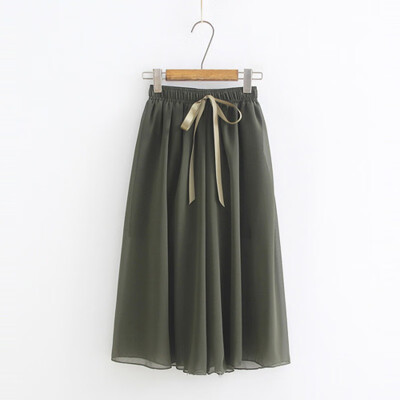 

New Fashion Women Chiffon Wide Leg bow Pant Casual high waist Pant Summer Female Eastic Waist Thin Pants Trousers