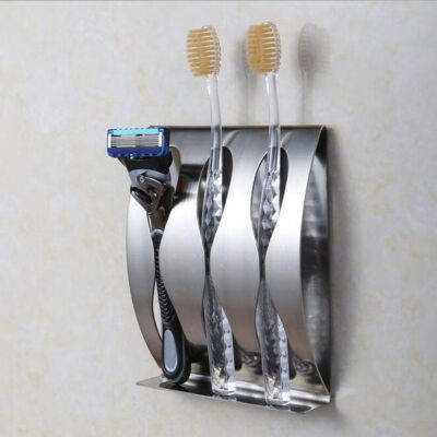 

1Pcs 23 hooks Stainless Steel Wall Mount Toothbrush Holder Self-Adhesive Tooth Brush Organizer Box Bathroom Shelf