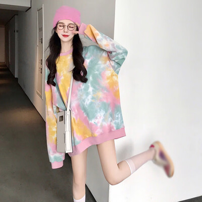

Women Hoodies Loose Round Collar Autumn Fashion Novel Design Print Hoodies Loose Long Sleeve Casual Simple Wild Hooded Pullover