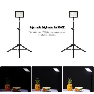 

Andoer LED Video Light Kit include 2pcs W160 5600K Mono-Color Dimmable LED Video Light6pcs Color Filters2pcs Max 72cm Light Sta