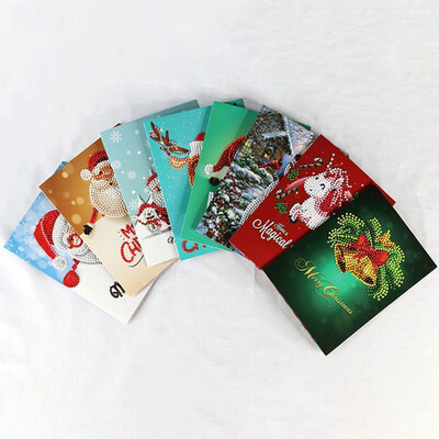 

8Pcs\Set 5D Diamond Painting Christmas Greeting Cards Diy Set New Year Xmas Gift