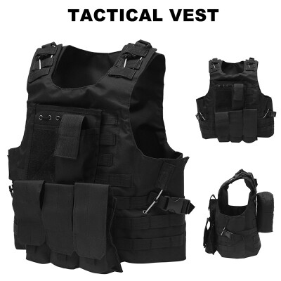 

Tactical Vest Adjustable for Military Army Molle Combat Police SWAT Plate Carrier Mag Pouches Universal Size