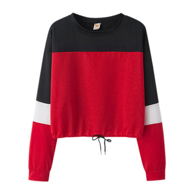 

Women Sweatshirt Fall Fashion Harajuku Stitching Hoodie Sweatshirt Ladies Long Sleeve Pullover Jumper Tops Sudadera Mujer