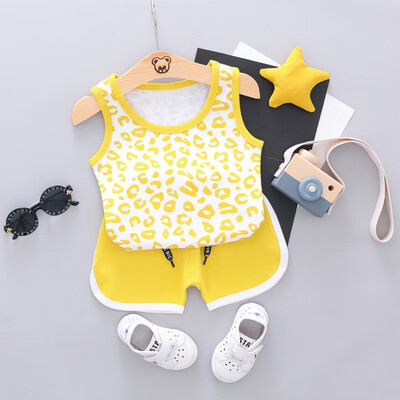 

2PcsSet Summer Children Baby Boys Cotton Casual Sleeveless Leopard Vest TopsShorts Suits Costume Set