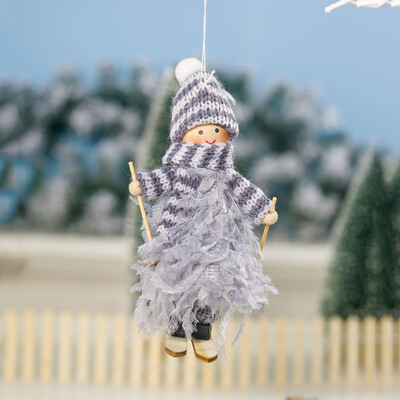 

Gobestart Christmas Tree Decoration Pendant Wool Feathers Ski Doll Pendant Hanging Party
