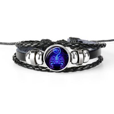 

Auto Products 12 constellations Time Gem Hand-woven Leather Bracelet Safe Chain Sagittarius