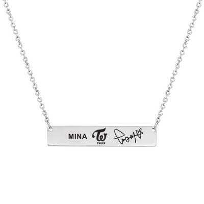 

KPOP TWICE Stainless Steel Signature Lettering Pendant Necklace Clavicular Chain Boys Girls Couple Necklace Hot Gifts for Fans