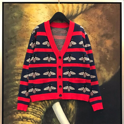 

2018 autumn wind knitting cardigan female college bees single-breasted bump brief paragraph easing students color