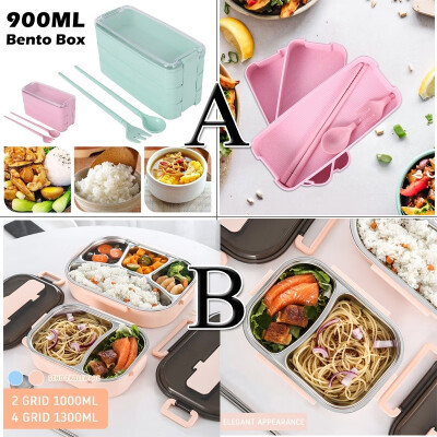 

90010001300 ML Eco-Friendly Lunch Box Portable Stainless Steel Bento Box Spoon Dinnerware Bento Box Food Storage Container