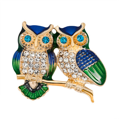 

Double Standing Cartoon Rhinestones Brooch Pins Women Men Alloy Breastpin Jewelry Decorations