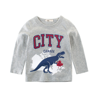 

Cartoon Cotton Autumn Shirt Boy Girls Kids Clothing Children T-shirts Dinosaur Print Long Sleeve T Shirts Stripes Tops