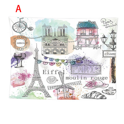 

Toponeto Paris City Decoration Collection Eiffel Tower Bridge Capital City Bedroom Living Room Dormitory Wall Hanging Tapestry