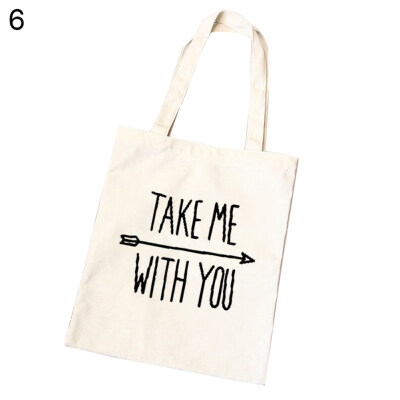 

Women Canvas Letters Number Tote Bag Shopping Travel Single Shoulder Handbag