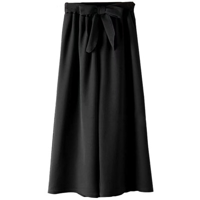 

Elastic waist tie bow eight-point wide leg pants women High waist Solid Color 6 Color Casual Loose Pleated Pants trousers