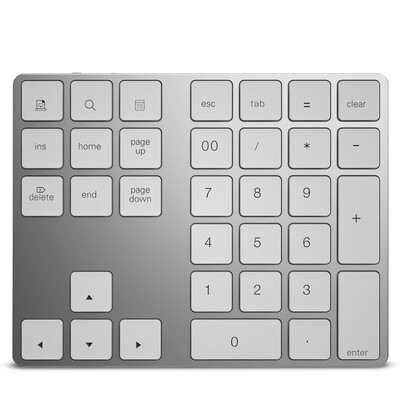 

Wireless Numeric Keyboard Aluminium 34 Key BT Keyboard Built-in Rechargeable Battery Keypad for WindowsiOSAndroid Black