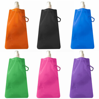 

6Pcs\Set Collapsible Water Bottle Reusable Portable Folding Outdoor Hiking Camping Water Bags Sport Supplies With Hook 6 Colors