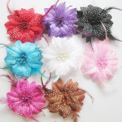 

1Pc Color Random Artificial Flowers Corsage Brooch Accessories Fashion Dot Flower Feather Brooch Random Color Brooch