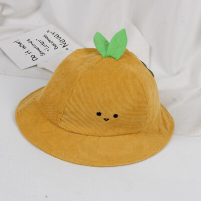 

New Autumn Bucket Hats Baby Girls Toddler Cartoon Print Bucket Hats With Ear Design Caps Reversible Sun Headwear
