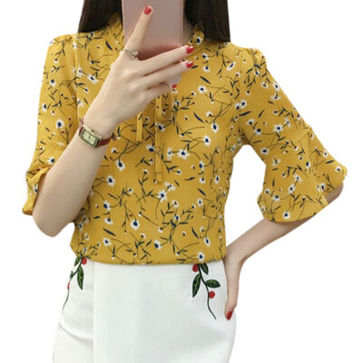 

Women Printing Chiffon Half Sleeve Tops T Shirt Loose Summer Tees Blouse